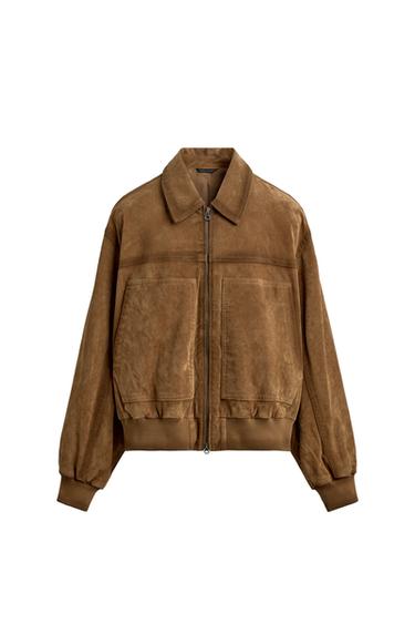 CAZADORA RELAXED FIT EFECTO ANTE - Tabaco de Zara