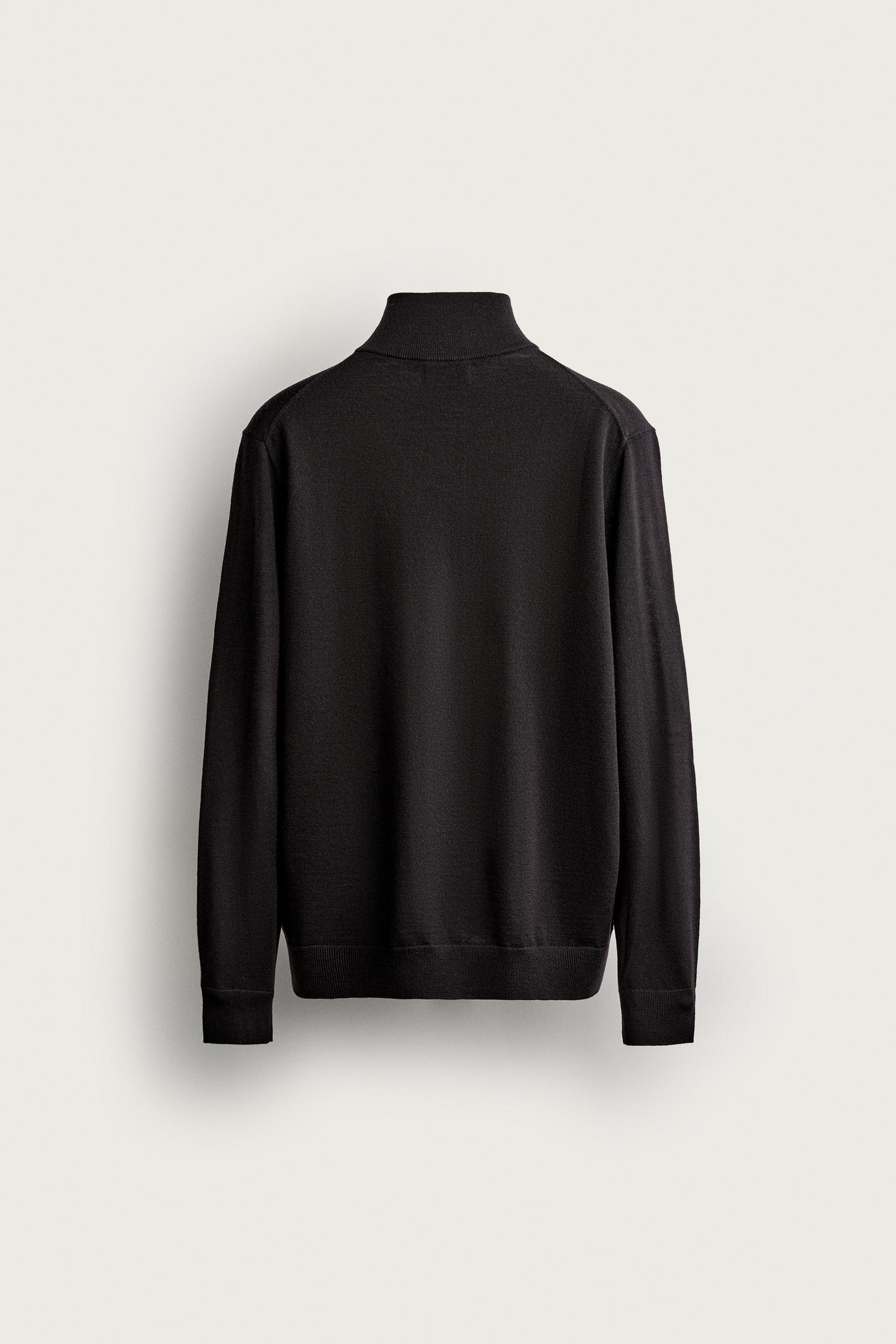 Мужской свитер Zara 100% Wool Quarter-Zip, цвет: Коричневый — фото 8