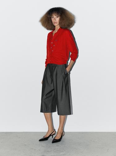Zara 100% wool multi-way knit cardigan - STUDIO - Red - Image 0