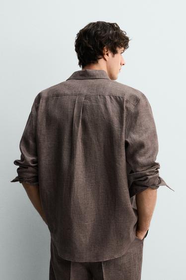 CHEMISE REGULAR FIT 100% LIN - Marron chiné de Zara - Image 2