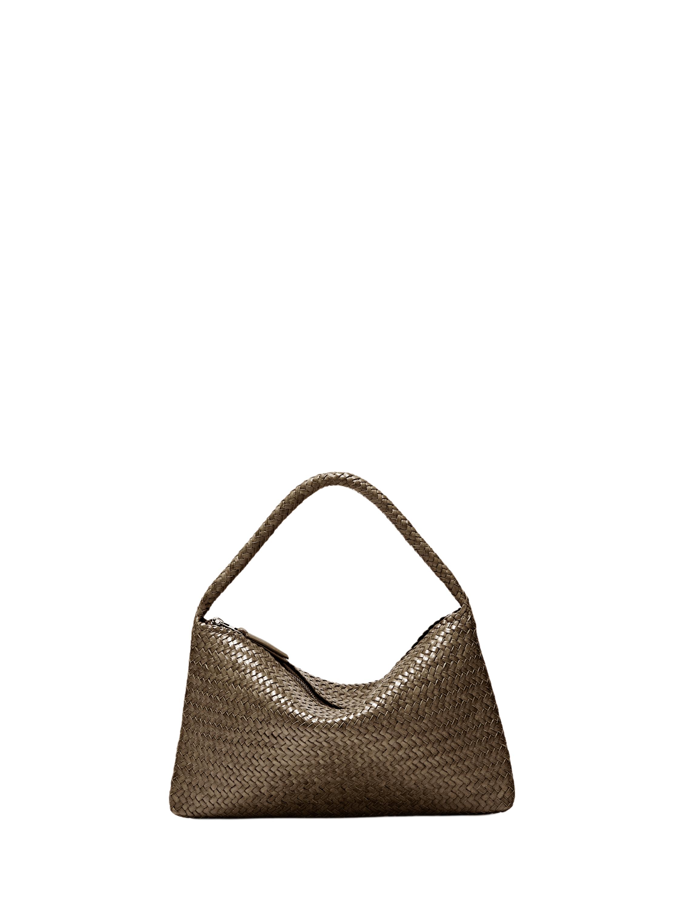 Small braided leather shoulder bag