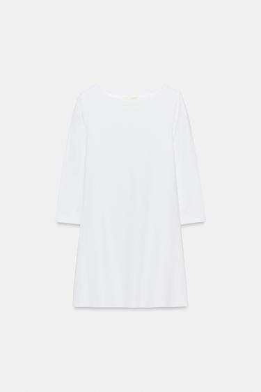 SHORT DRESS WITH BOAT NECK - White by Zara