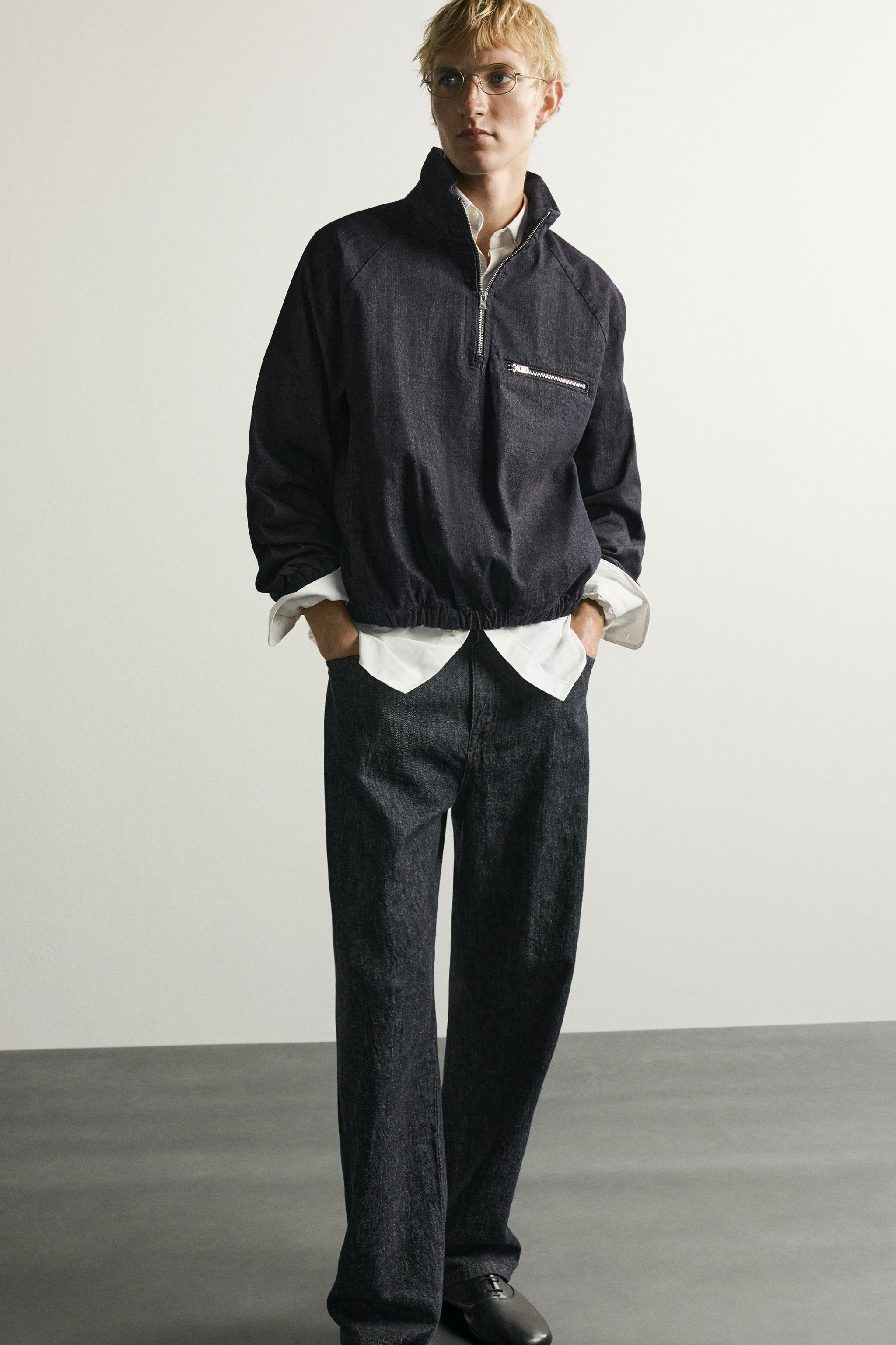 RELAXED-FIT DENIM PULLOVER