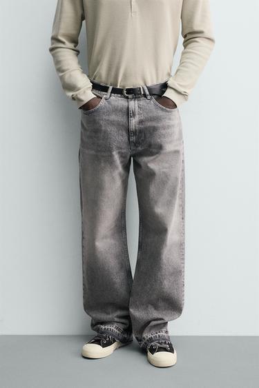 JEANS LOOSE FIT - Gris de Zara