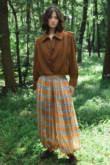 Zara ZW COLLECTION 褶襉絆帶外套 - 巧克力色 - 圖片 0
