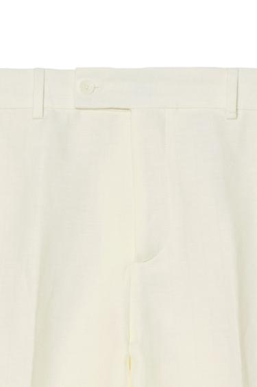 RELAXED FIT HERRINGBONE LINEN - WOOL SUIT TROUSERS - Ecru by Zara - Image 4