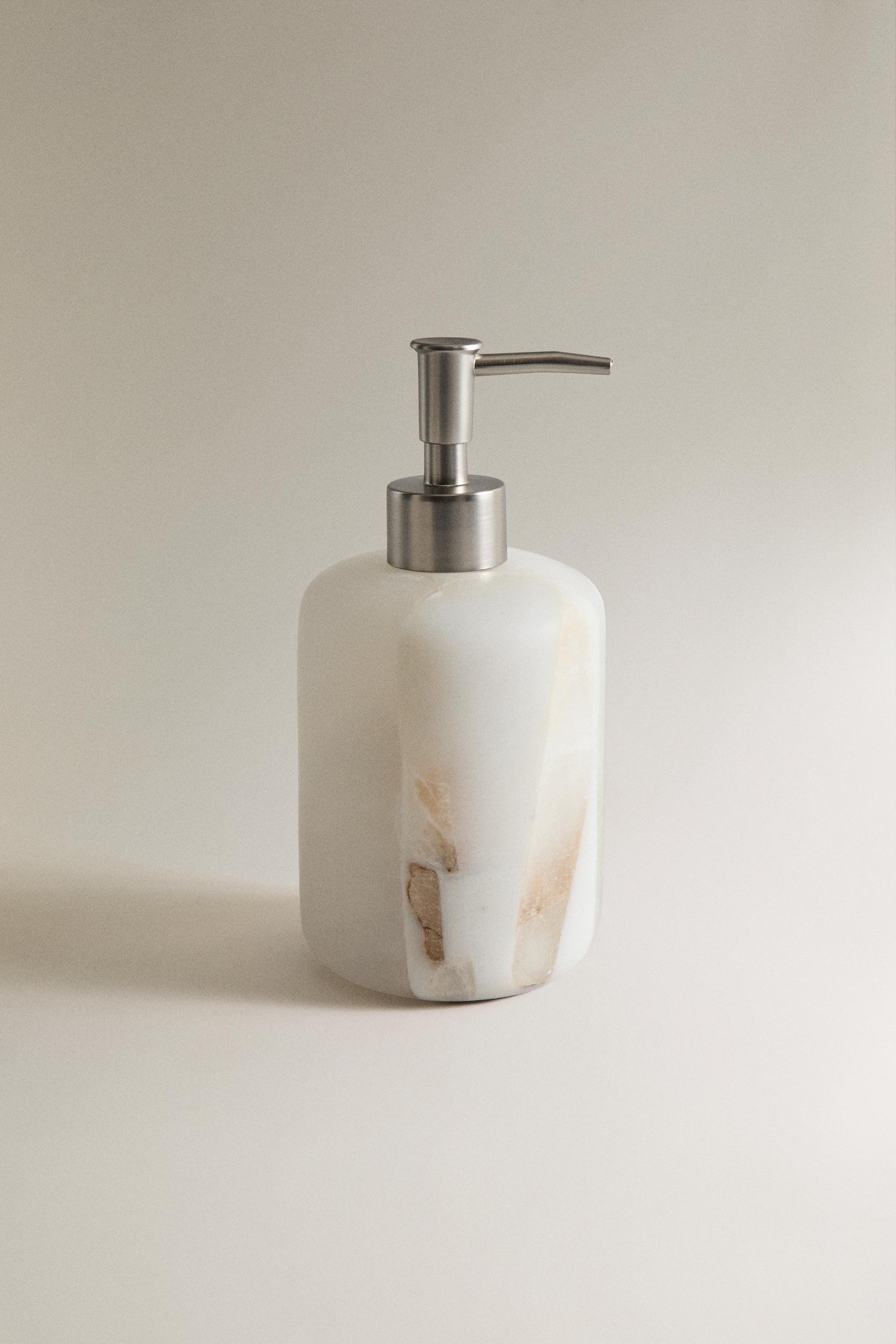 ALABASTER RESIN SOAP DISPENSER — Light beige