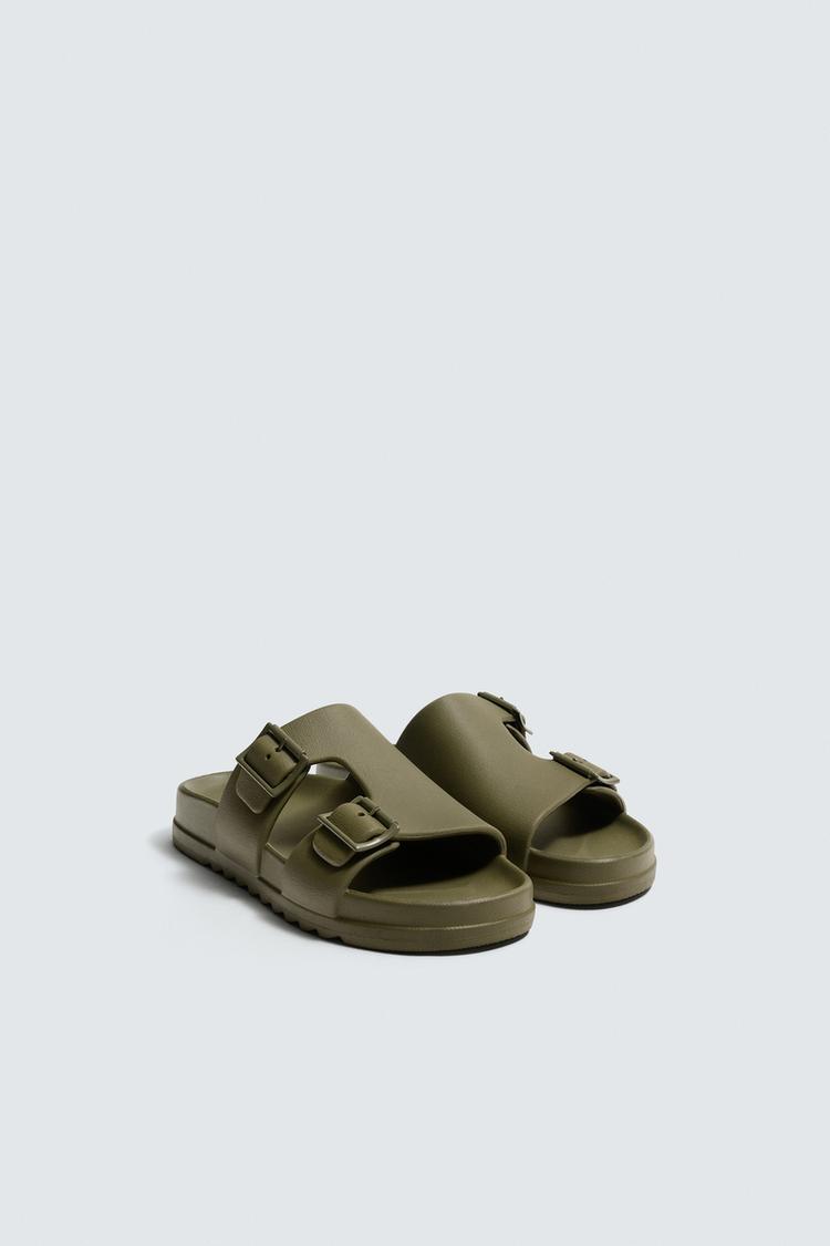 ZARA DOUBLE-STRAP RUBBERISED SANDALS