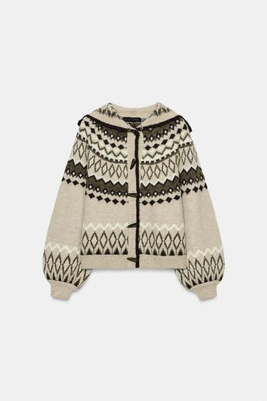 JACQUARD KNIT CARDIGAN - Beige by Zara - Image 0