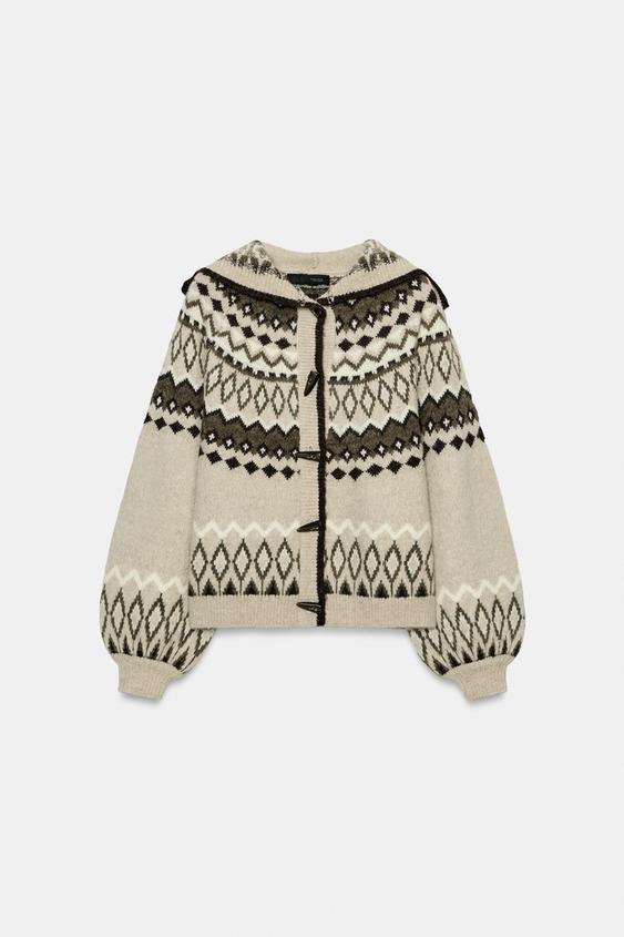 CHAQUETA PUNTO JACQUARD - tostado de Zara - Imagen 0