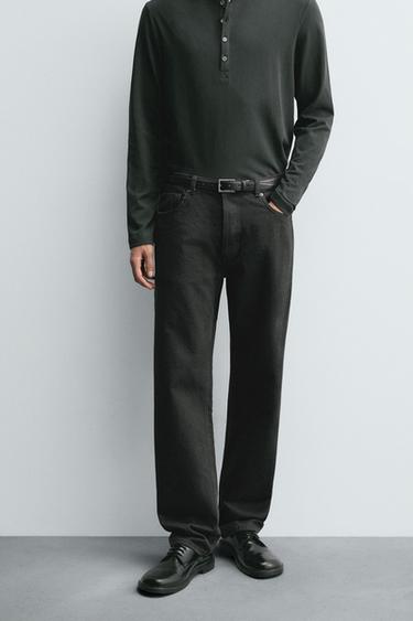 STRAIGHT FIT JEANS - Duck green by Zara