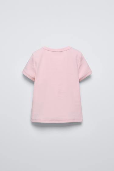 RIBBED T-SHIRT WITH SATIN BOWS - Pink by Zara - Image 1