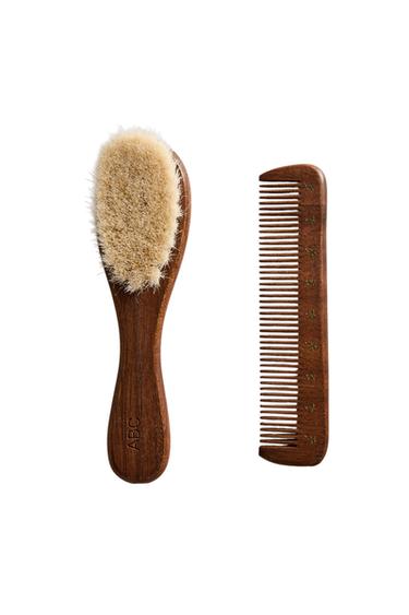 Zara KOMPLET ČETKE I ČEŠLJA ZA BEBE SA CVETNIM DEZENOM – Smeđa