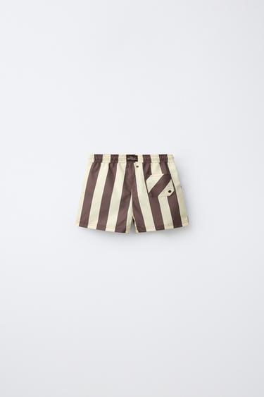 2-6 YEARS/ STRIPED SWIM SHORTS - Light brown by Zara - Image 1