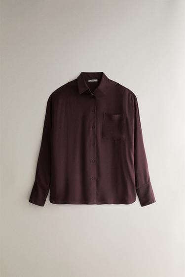 MULBERRY SILK SHIRT - Burgundy by Zara - Image 0
