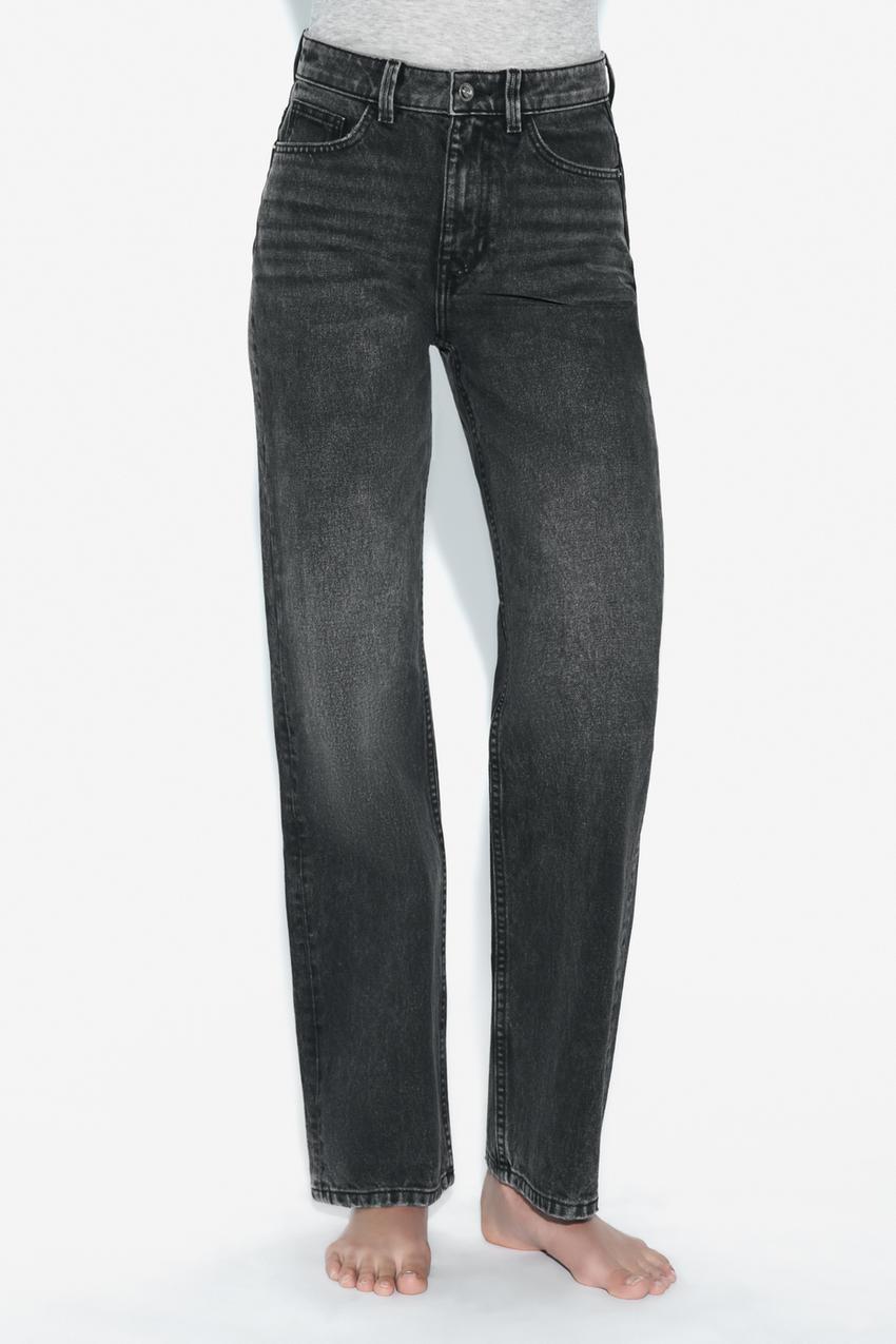 Zara wide leg split hem jeans blue size 2 Bloggers Favorite High Waisted