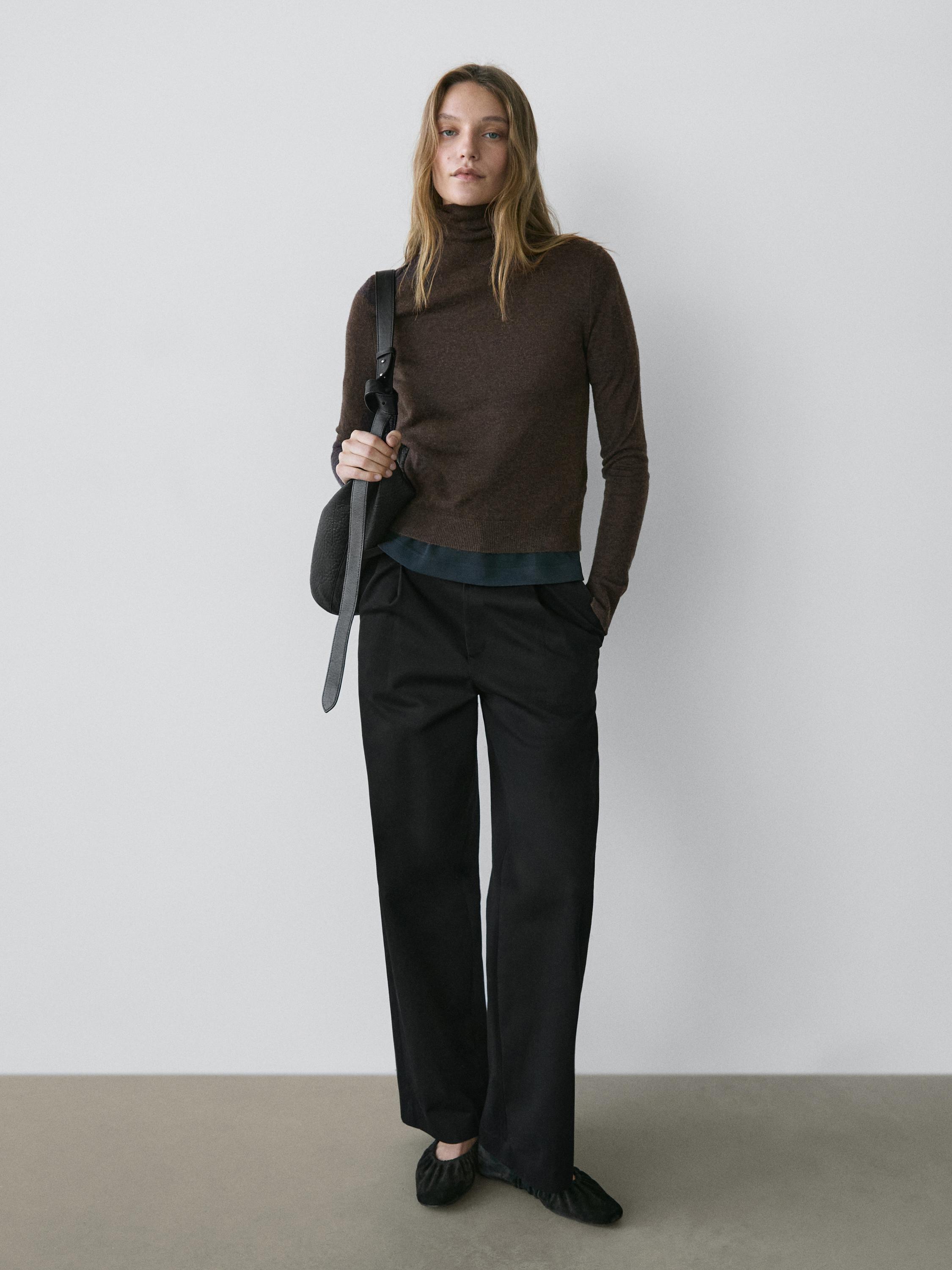Darted cotton trousers