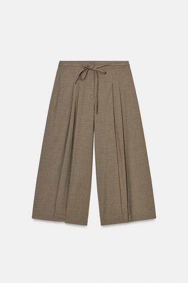 PANTALÓN CULOTTE ZW COLLECTION - Beige-marro de Zara - Imagen 0