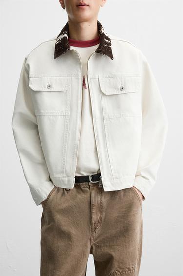 DENIM JACKET WITH CONTRAST COLLAR - White by Zara