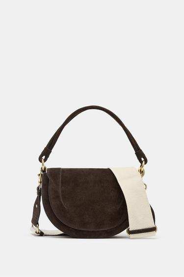 LEATHER SPLIT SUEDE CROSSBODY BAG - Chocolate by Zara
