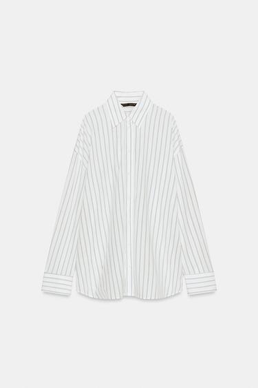 CAMISA RAYAS OVERSIZE - Blanco / Negro de Zara