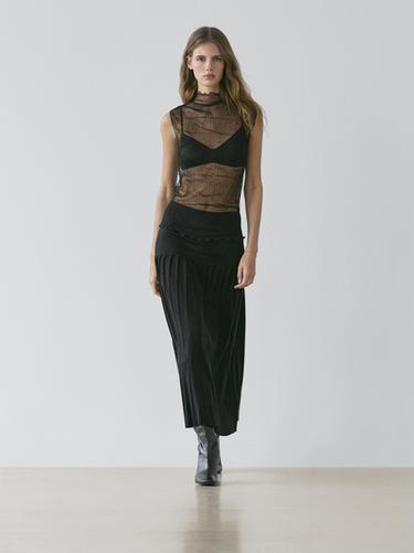 Zara Sheer high neck top - Black - Image 0