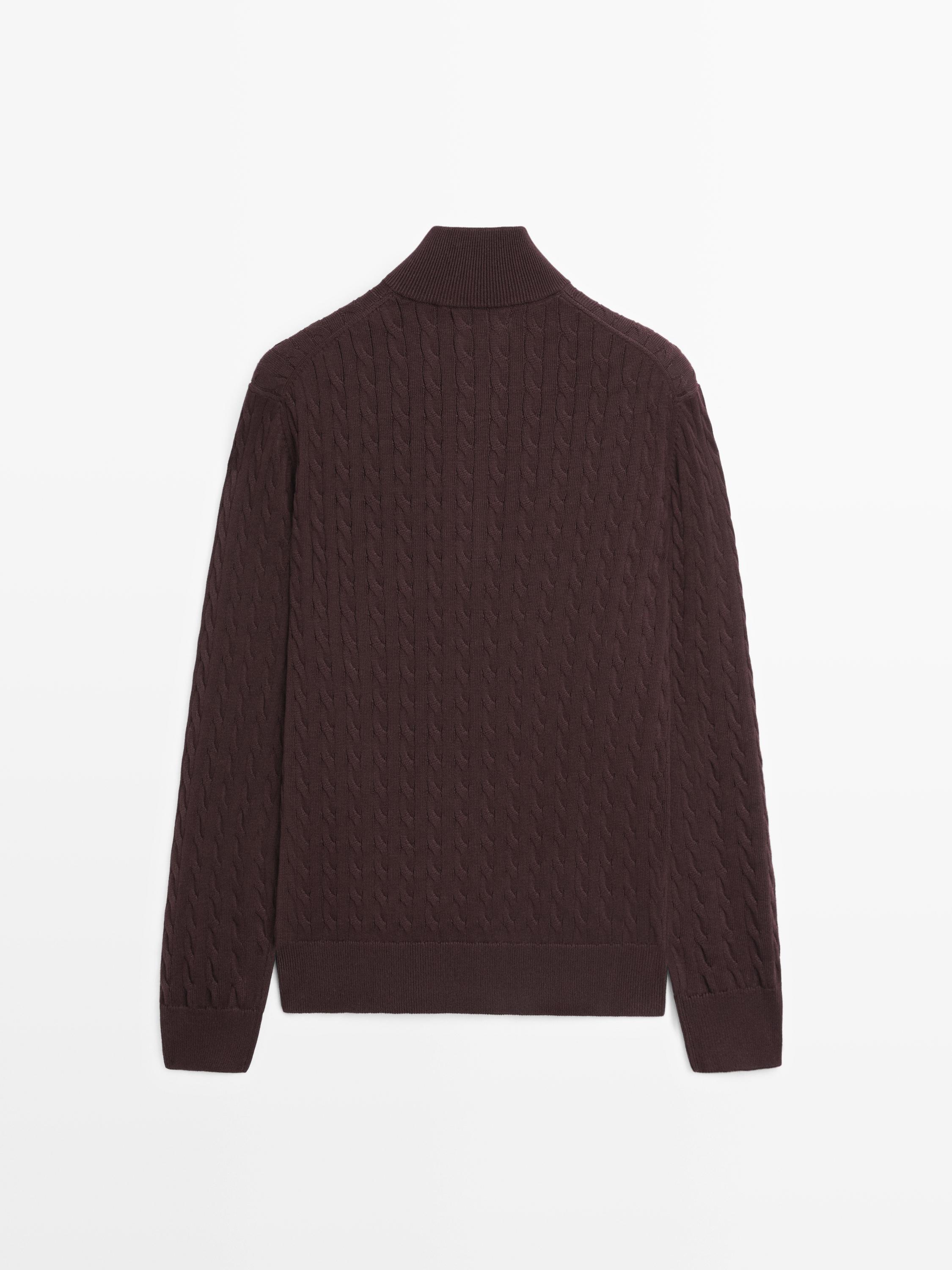Mock neck knit sweater with zip