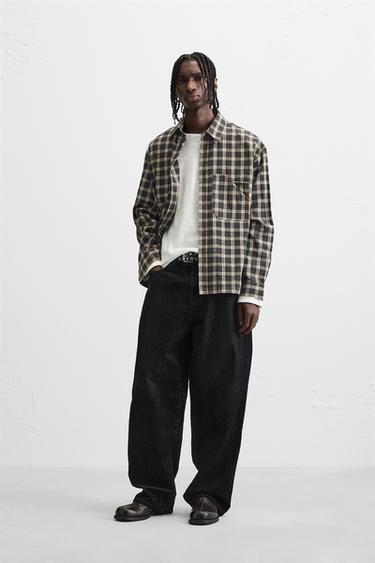CAMISA CUADROS BOLSILLO - negro/amarillo de Zara - Imagen 0