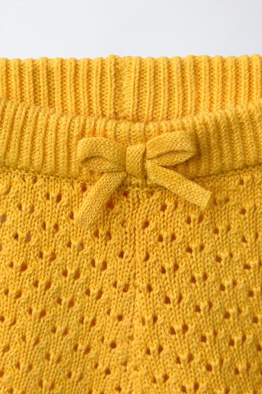 SHORT EN MAILLE FLEUR BRODÉE - Jaune de Zara - Image 2