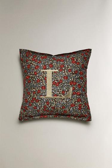 FLORAL CHRISTMAS LETTER 'L' CUSHION - Multicoloured by Zara - Image 0