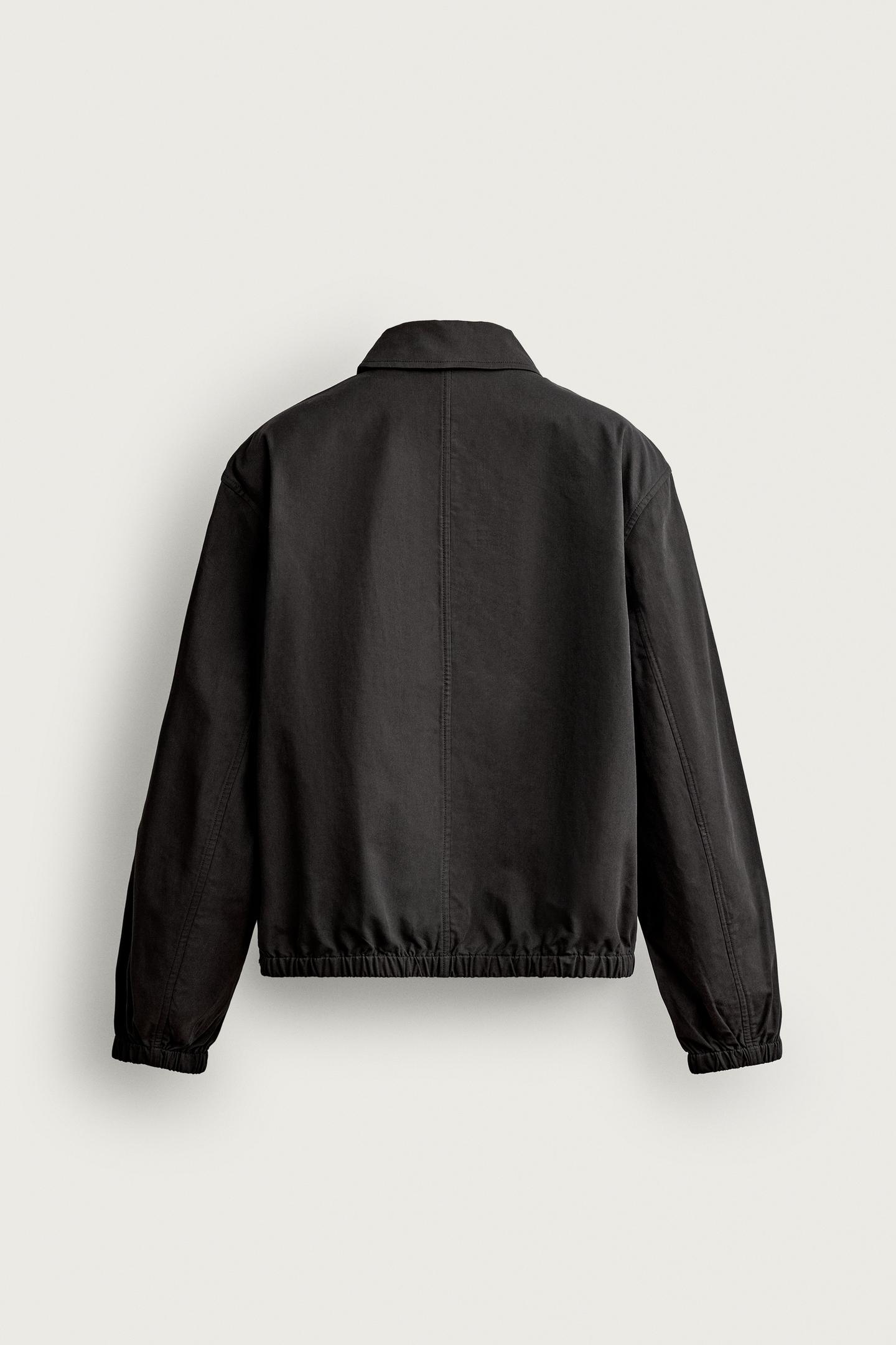 Мужская куртка Zara Lightweight Cotton-Lyocell, цвет: Чёрный — фото 6
