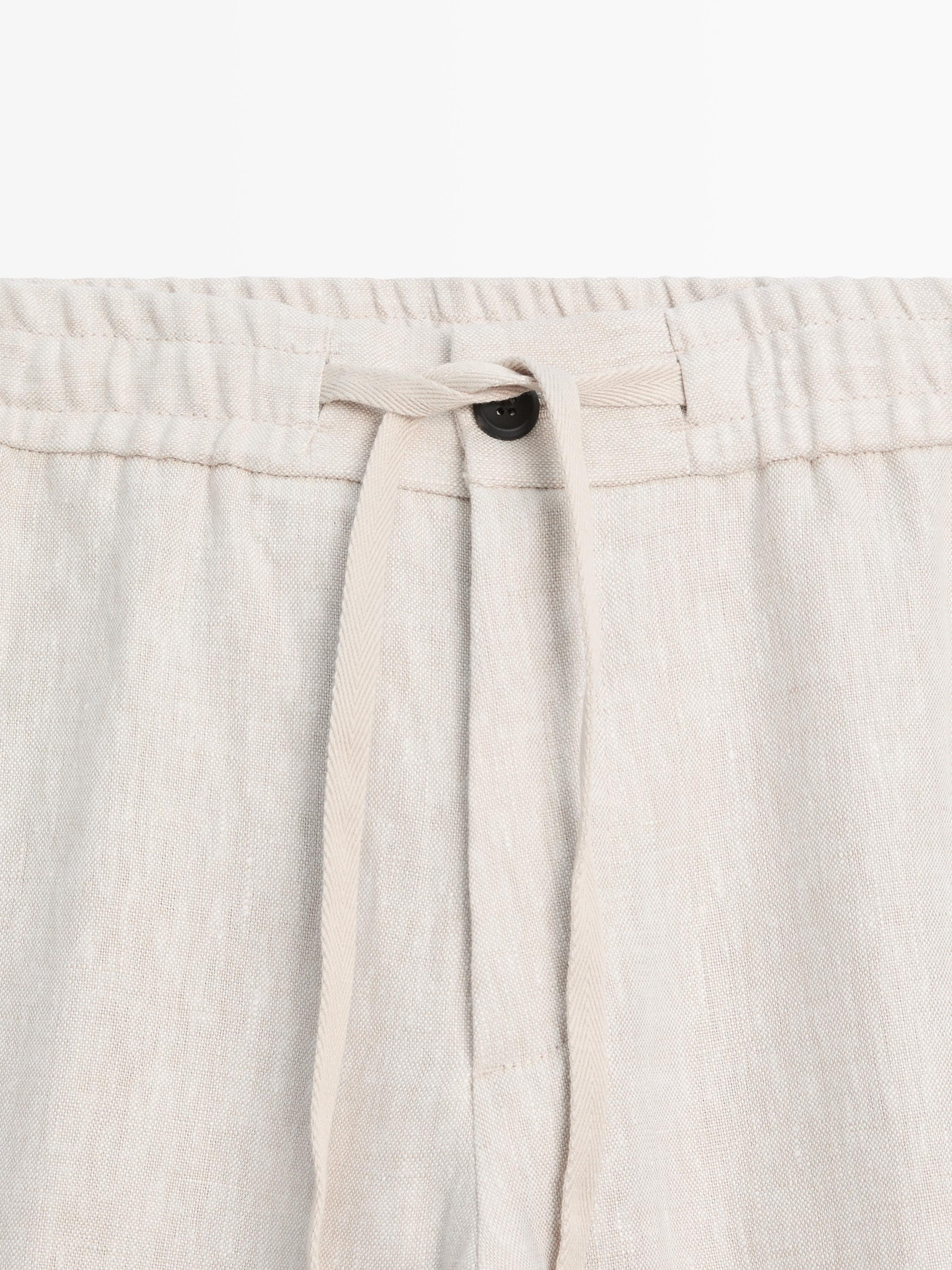 Linen jogger fit trousers