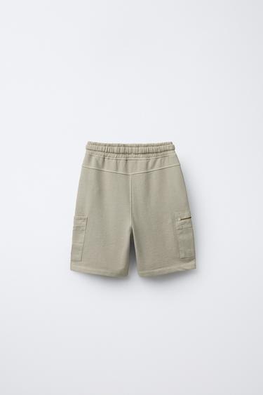 CARGO WASHED-EFFECT BERMUDA SHORTS - washed green by Zara - Image 1