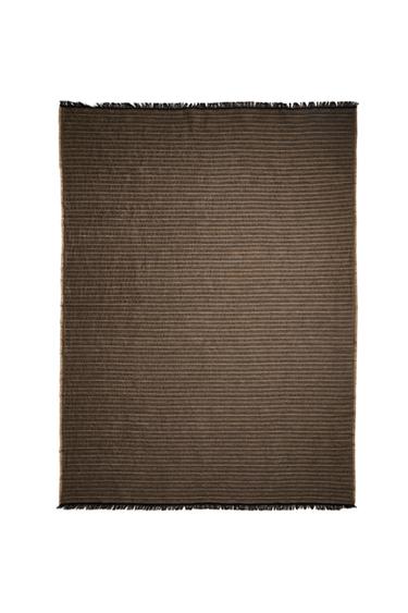 COTTON AND LINEN BLANKET - Anthracite grey by Zara