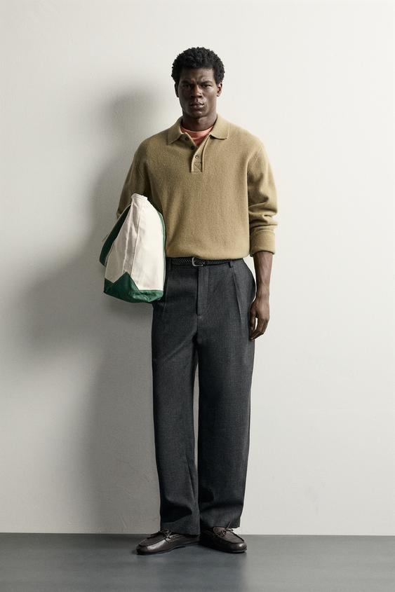 POLOA, PUNTUZ LANDUA, % 100 ARTILEZKOA, regular fit - Oliba kolorea, Zara-rena - Irudia 0