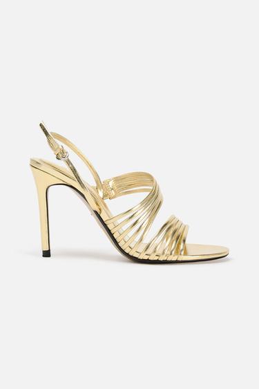 METALLIC STRAPPY SANDALS - Gold by Zara