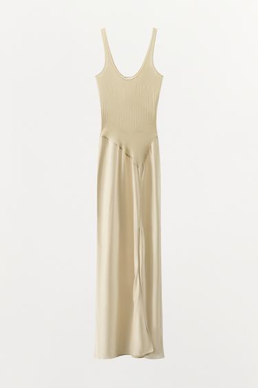 VESTIDO COMBINADO PUNTO - Crudo de Zara