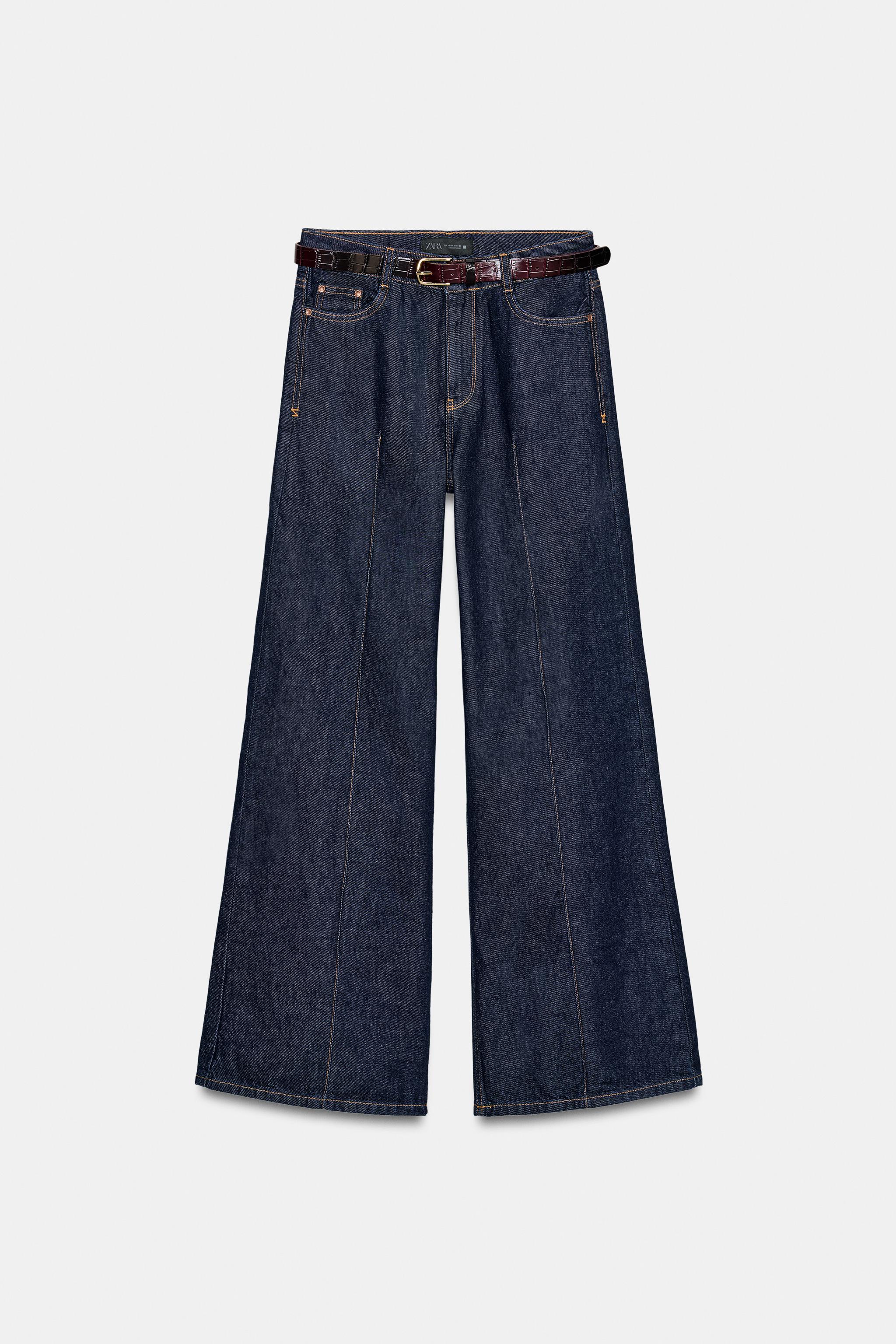 Z1975 ワイドレッグベルトデニムパンツ - ブルー | ZARA Japan / 日本