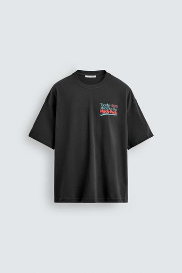 WASHED NUMBER T-SHIRT - Black by Zara - Image 6