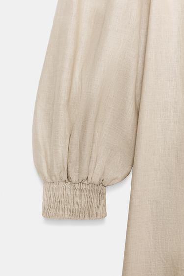 ZW COLLECTION LINEN BLEND MIDI DRESS - Sand / Marl by Zara - Image 5