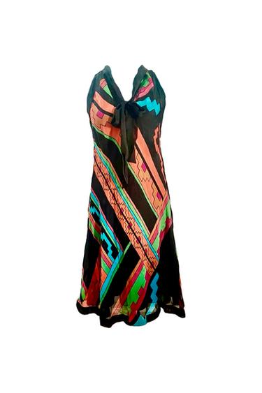 SLEEVELESS ALINE MULTICOLOR 100 SILK DRESS