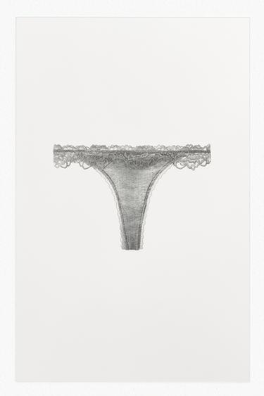 TANGA POINTELLE EN DENTELLE - Gris de Zara