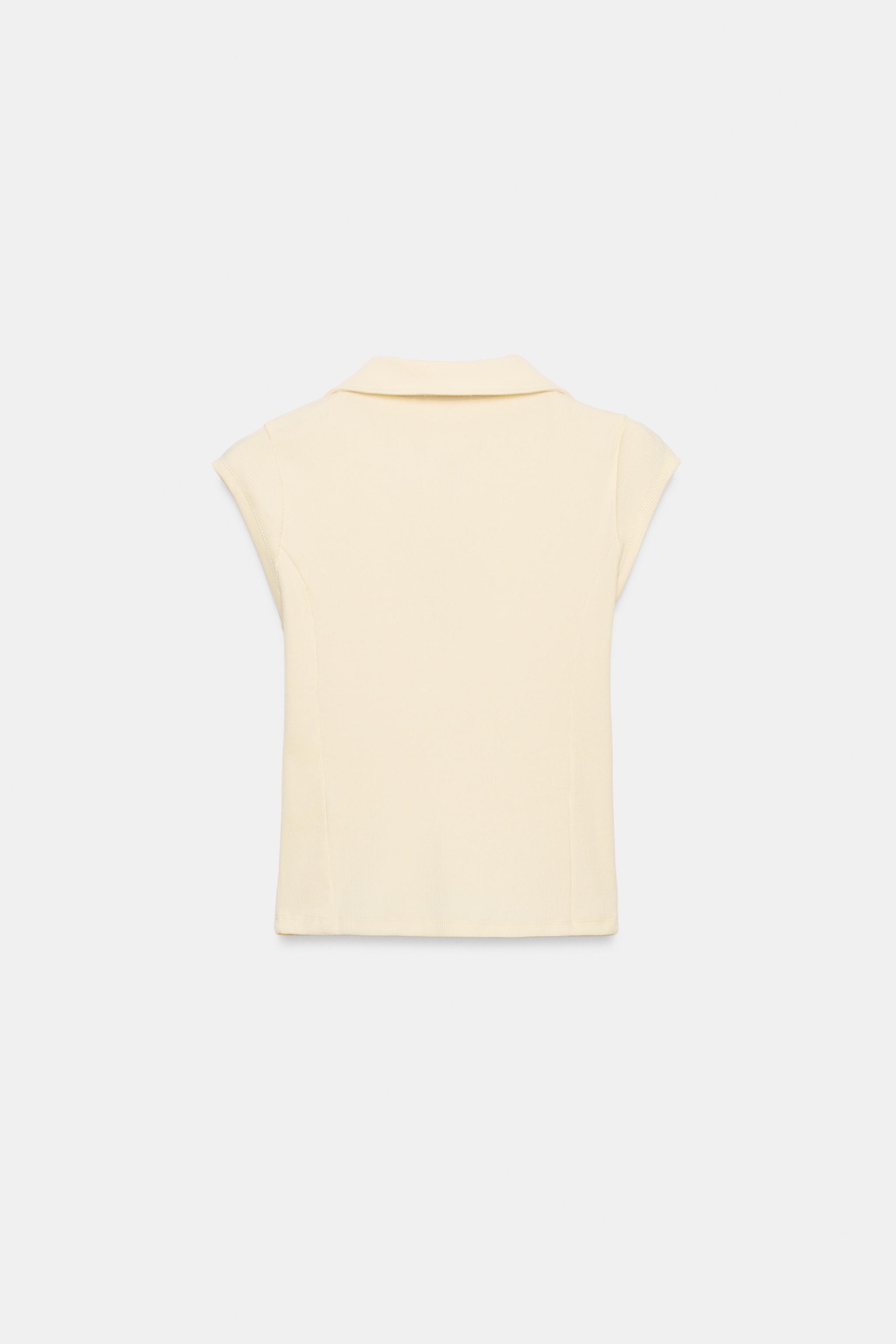 Женские топы Zara RIBBED TAB TOP — фото 6