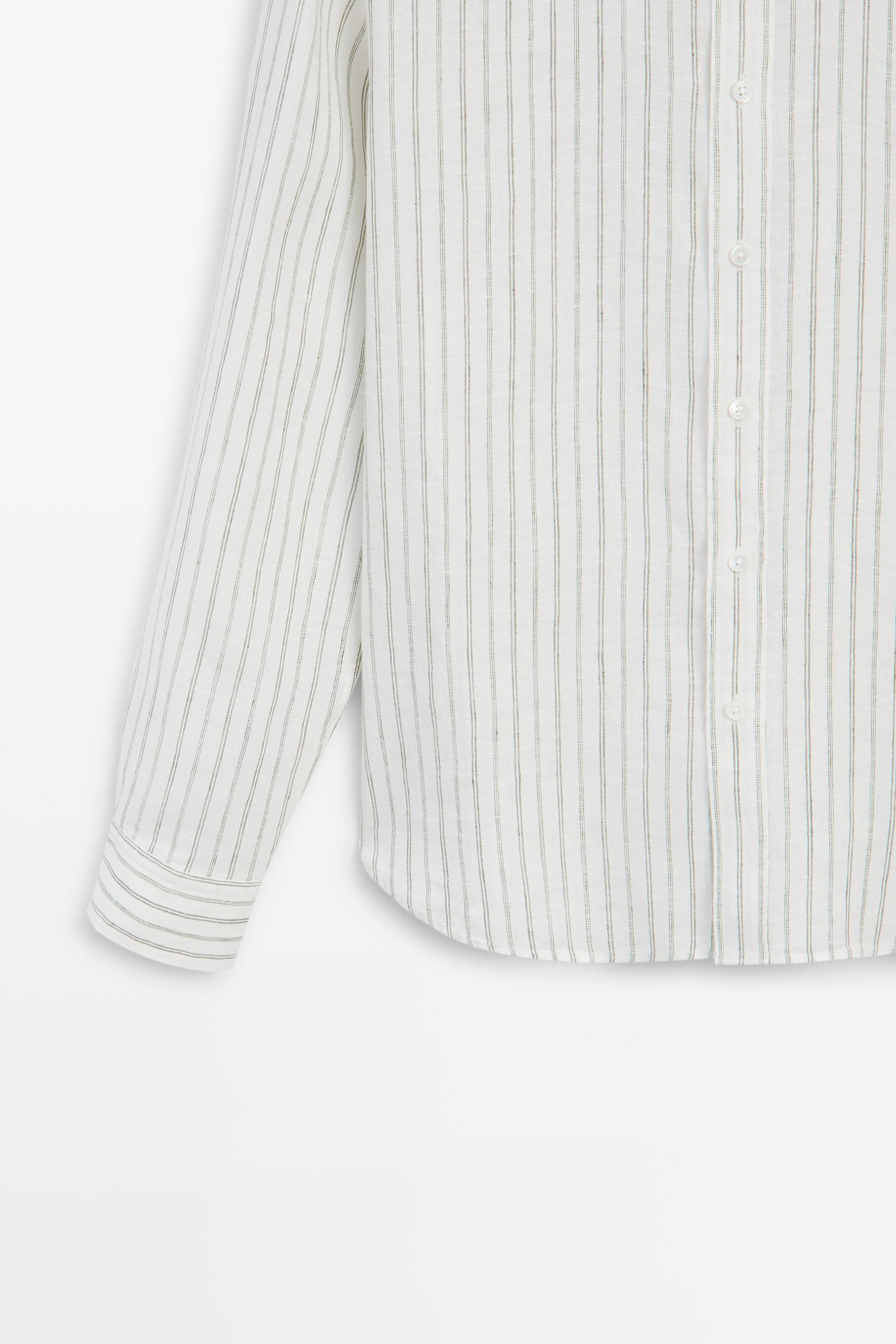Chemise regular fit à rayures 100 % lin