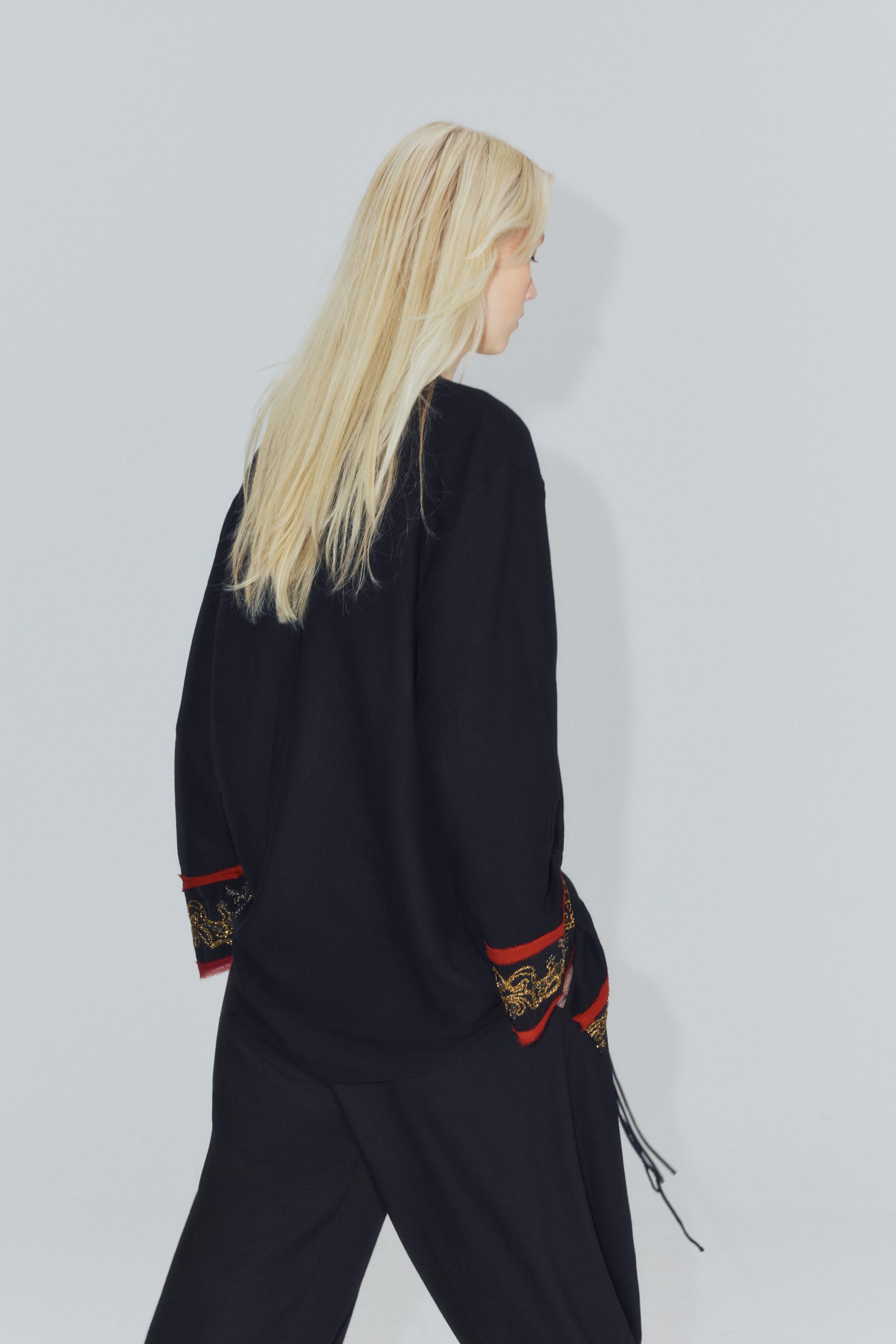 ZW COLLECTION LONG MIXED EMBROIDERED BEADED SHIRT