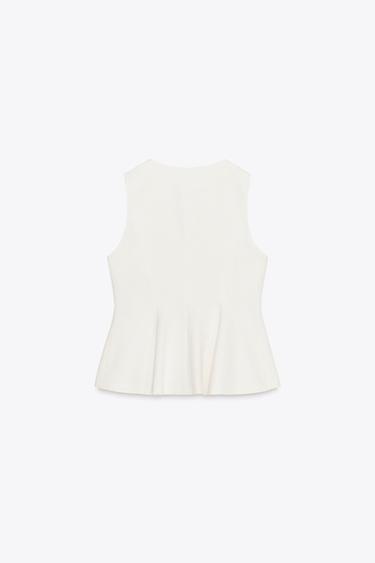 GILET PÉPLUM - Écru de Zara - Image 7