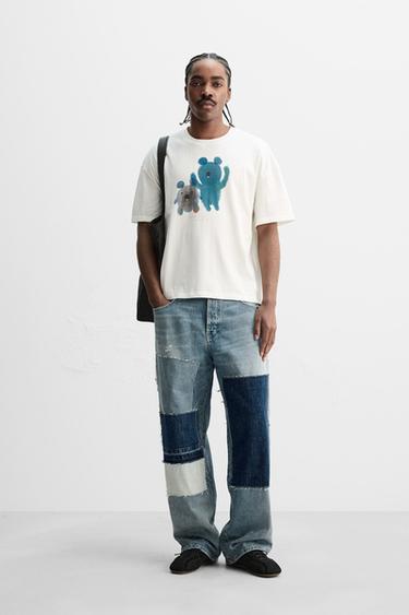 Zara COMBINED PRINT T-SHIRT - Oyster-white - Image 0