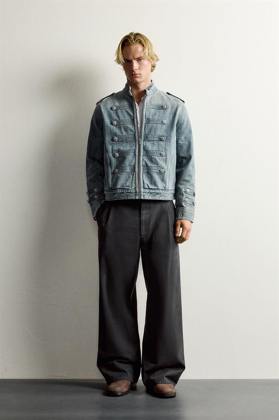 Zara CROPPED FIT BUTTON DENIM JACKET - Light blue - Image 0