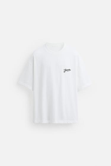 CAMISETA ESTAMPADO CONTRASTE - Blanco de Zara