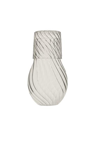 BOTTLE AND STRIPED TUMBLER NIGHT SET - Transparent by Zara